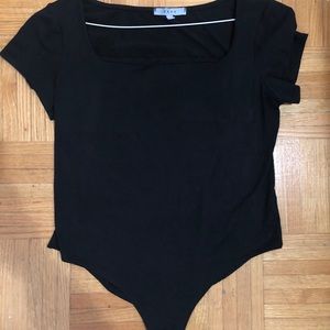 gaze black square neck bodysuit
